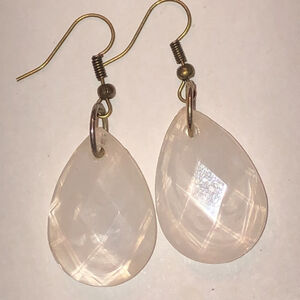 Upcycled Opaque White Teardrop Beaded Boho Earrings